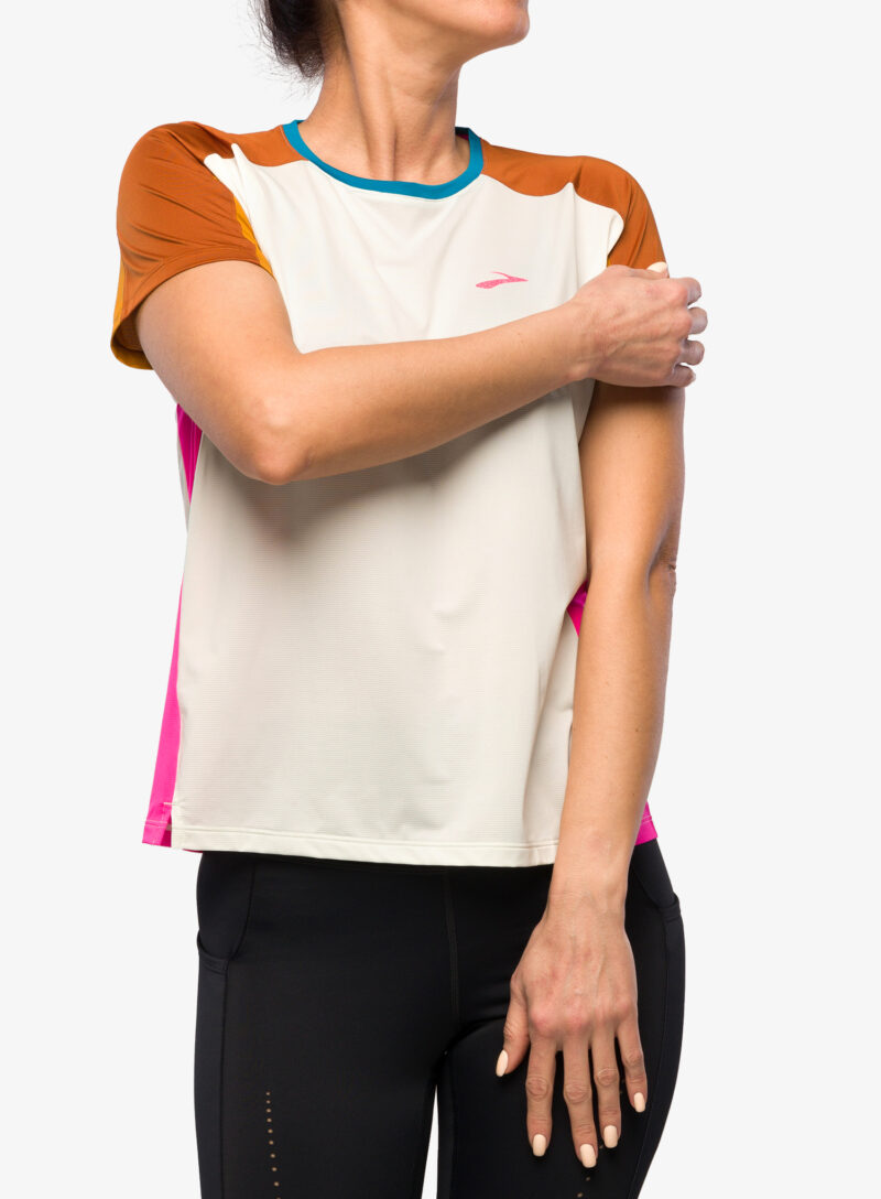 Preţ Tricou alergare femei Brooks Sprint Free Short Sleeve 2.0 - lightest sky/ochre/fuchsia