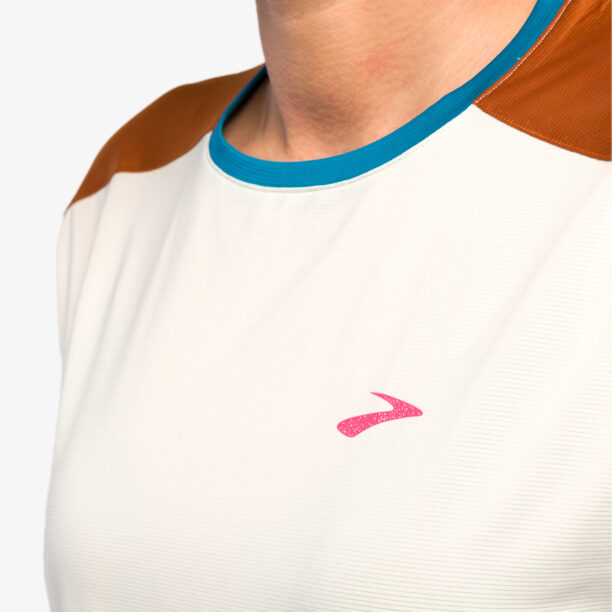 Original Tricou alergare femei Brooks Sprint Free Short Sleeve 2.0 - lightest sky/ochre/fuchsia