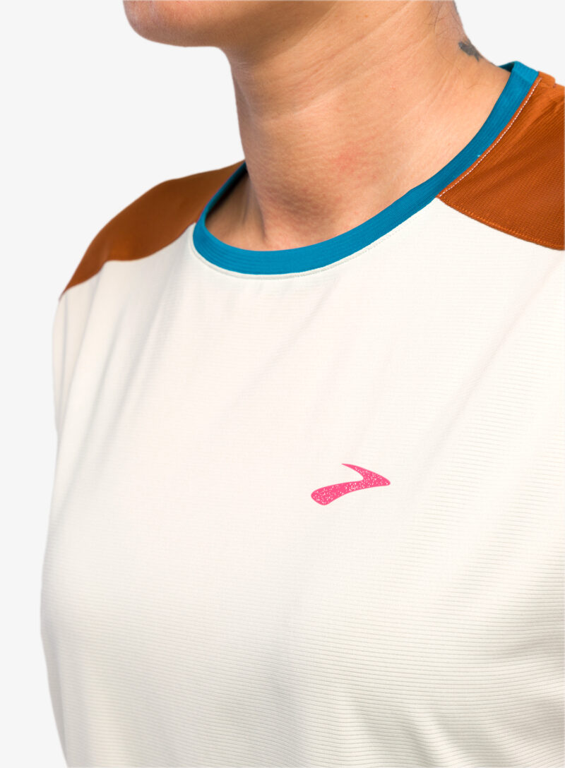 Original Tricou alergare femei Brooks Sprint Free Short Sleeve 2.0 - lightest sky/ochre/fuchsia