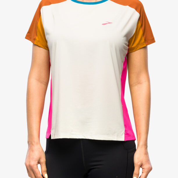 Tricou alergare femei Brooks Sprint Free Short Sleeve 2.0 - lightest sky/ochre/fuchsia