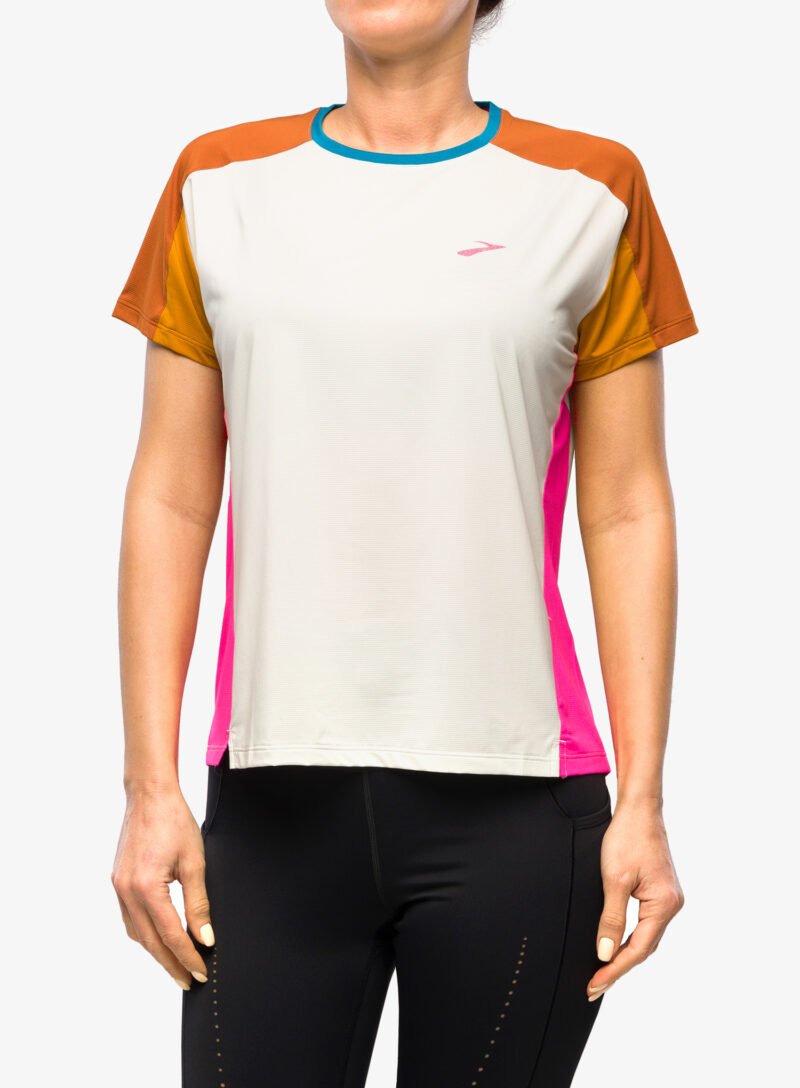 Tricou alergare femei Brooks Sprint Free Short Sleeve 2.0 - lightest sky/ochre/fuchsia