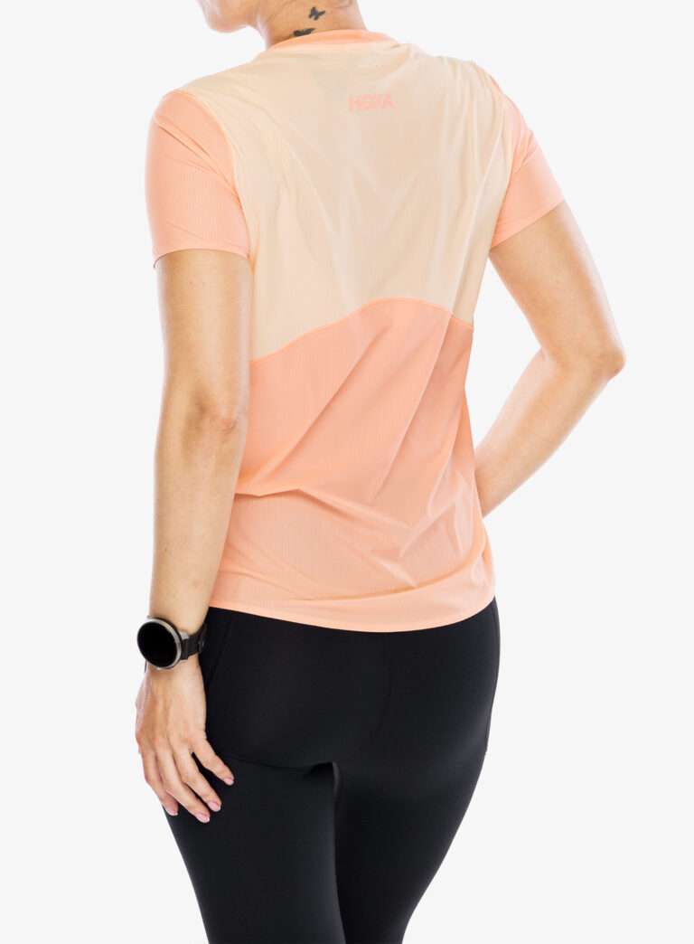 Preţ Tricou alergare femei Hoka Performance Run Short Sleeve - papaya