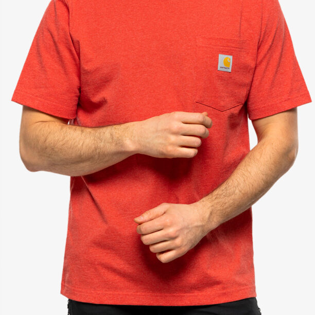 Original Tricou barbati Carhartt K87 Pocket S/S T-Shirt - fire red heather