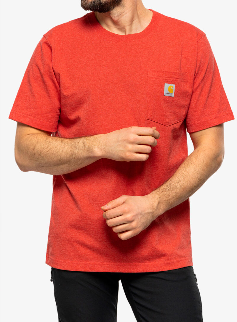 Original Tricou barbati Carhartt K87 Pocket S/S T-Shirt - fire red heather