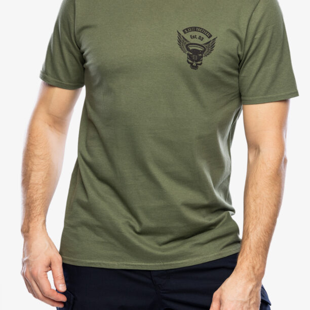 Original Tricou bumbac 5.11 Emea Kettle Skull S/S Tee - military green