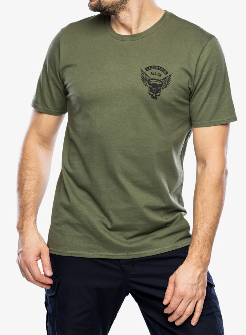 Original Tricou bumbac 5.11 Emea Kettle Skull S/S Tee - military green