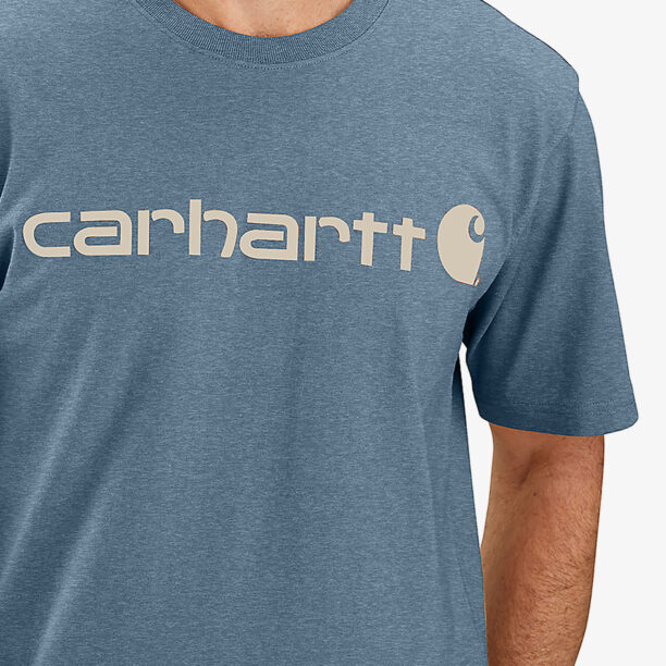 Tricou bumbac Carhartt Core Logo T-Shirt S/S - thundercloud heather preţ