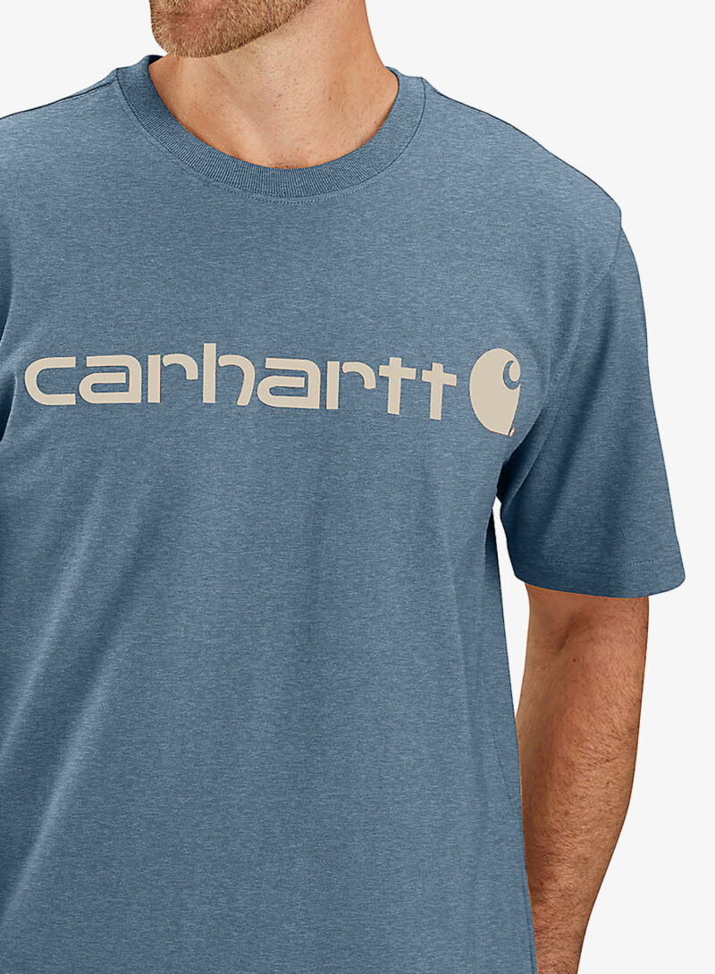 Tricou bumbac Carhartt Core Logo T-Shirt S/S - thundercloud heather preţ