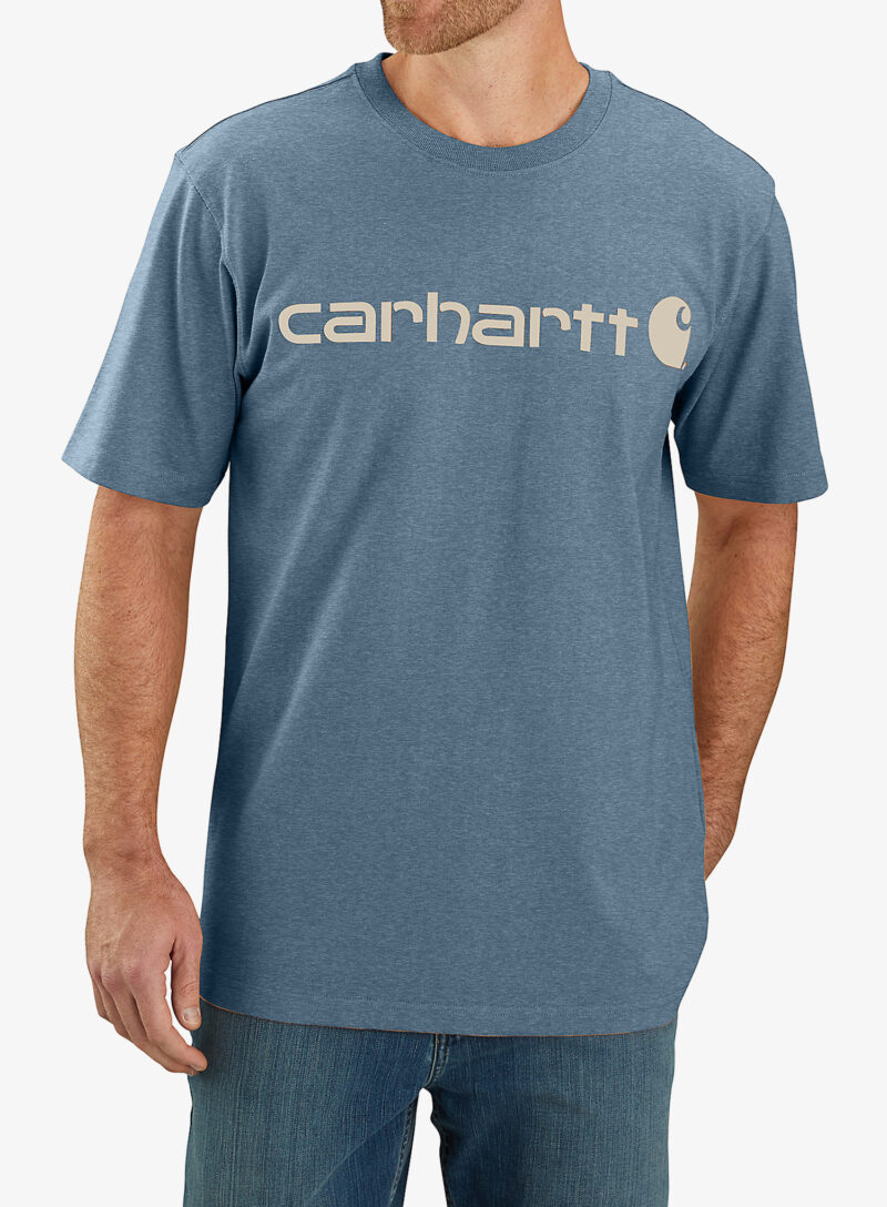 Tricou bumbac Carhartt Core Logo T-Shirt S/S - thundercloud heather