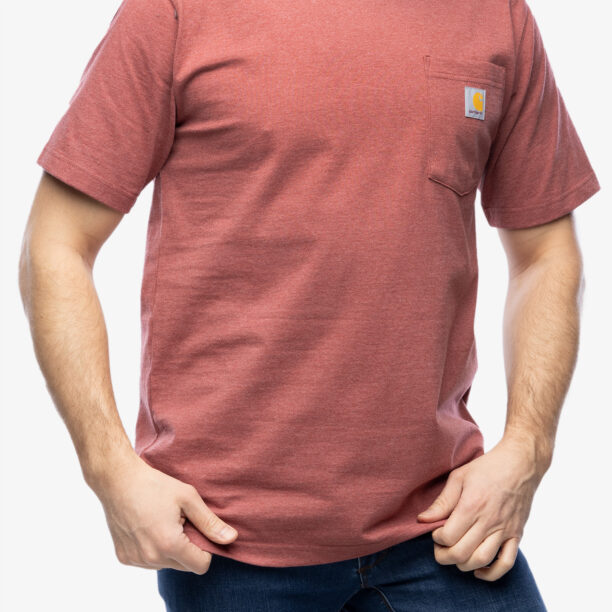 Tricou bumbac Carhartt K87 Pocket S/S T-Shirt - apple butter heather