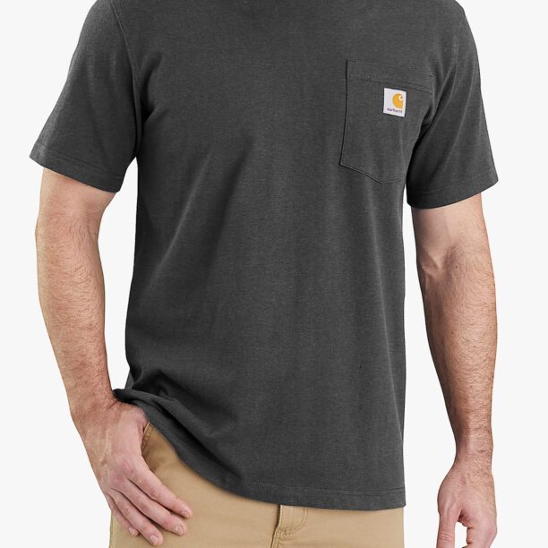 Tricou bumbac Carhartt K87 Pocket S/S T-Shirt - carbon heather