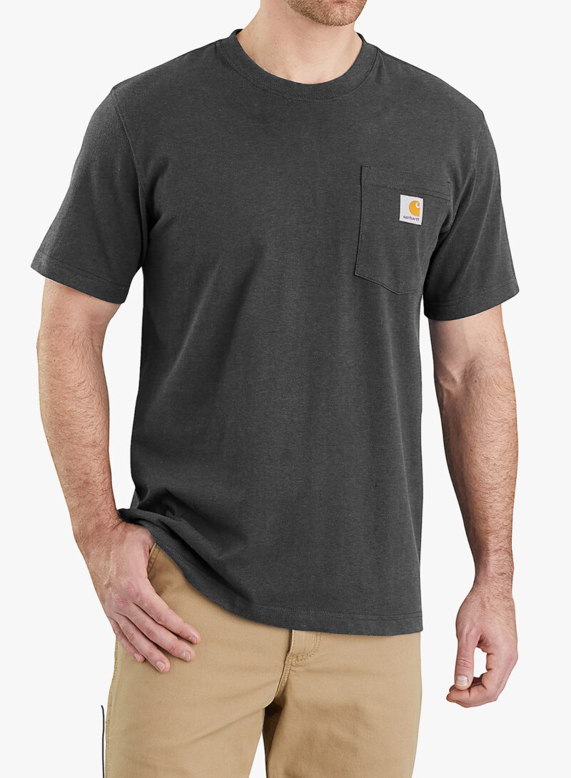 Tricou bumbac Carhartt K87 Pocket S/S T-Shirt - carbon heather