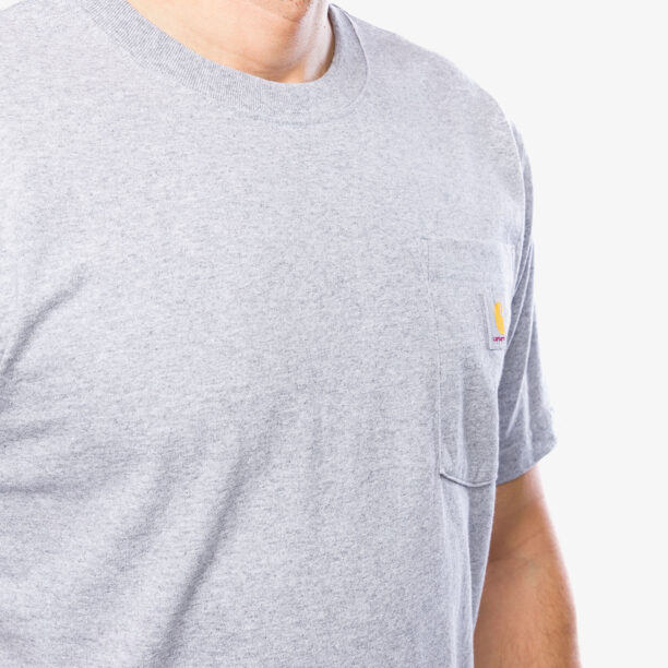 Original Tricou bumbac Carhartt K87 Pocket S/S T-Shirt - heather grey