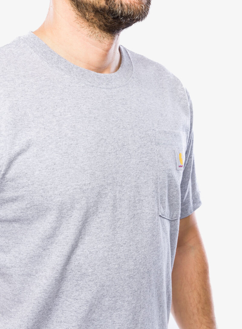 Original Tricou bumbac Carhartt K87 Pocket S/S T-Shirt - heather grey