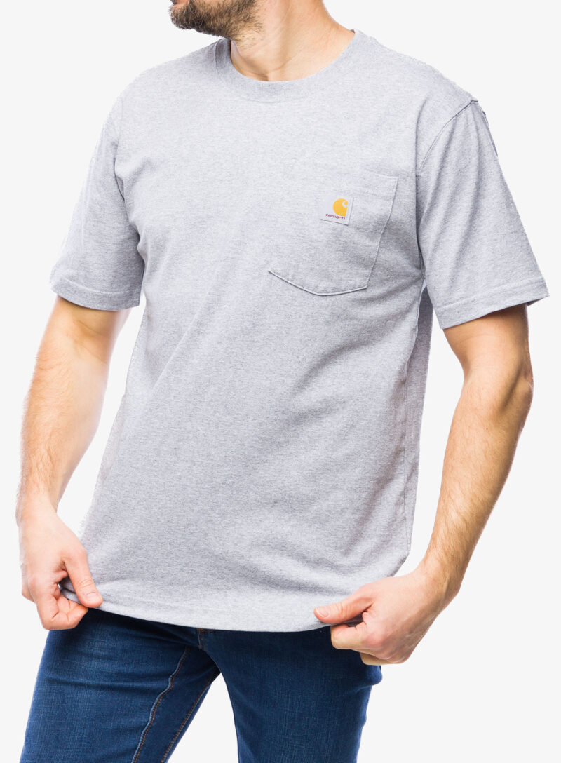 Tricou bumbac Carhartt K87 Pocket S/S T-Shirt - heather grey