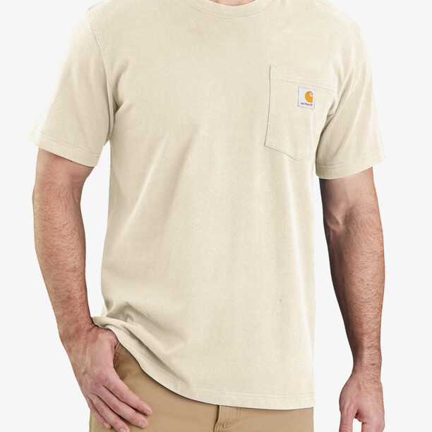 Tricou bumbac Carhartt K87 Pocket S/S T-Shirt - oat milk