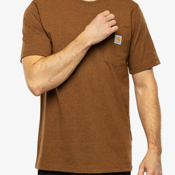 Tricou bumbac Carhartt K87 Pocket S/S T-Shirt - oiled walnut heather