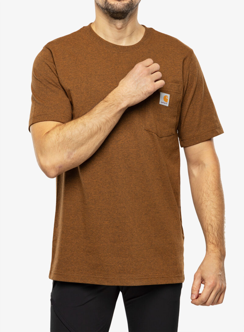 Tricou bumbac Carhartt K87 Pocket S/S T-Shirt - oiled walnut heather