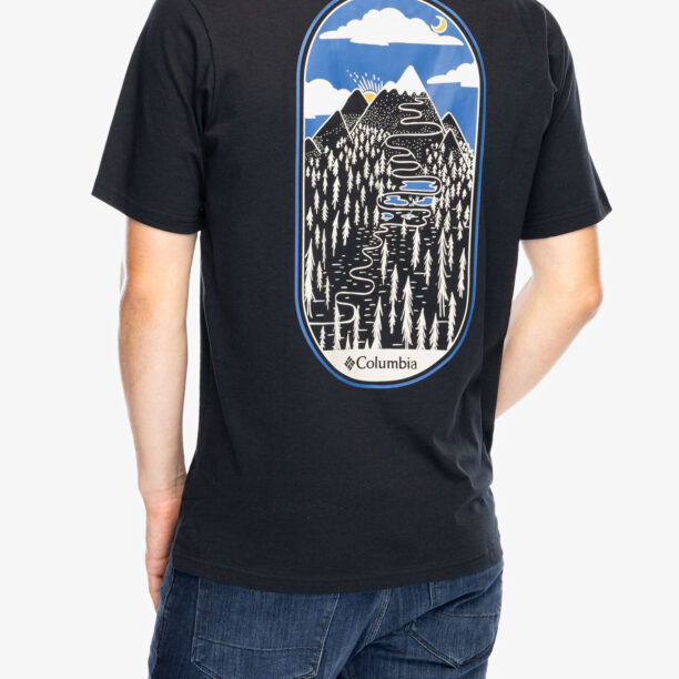 Tricou bumbac Columbia Rockaway River Graphic SS Tee - black/winding wonder preţ