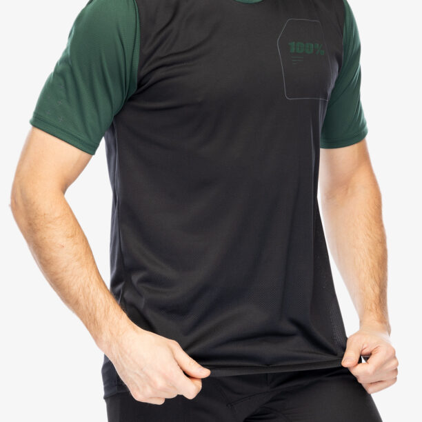 Cumpăra Tricou ciclism 100% Ridecamp Jersey - black/forest green