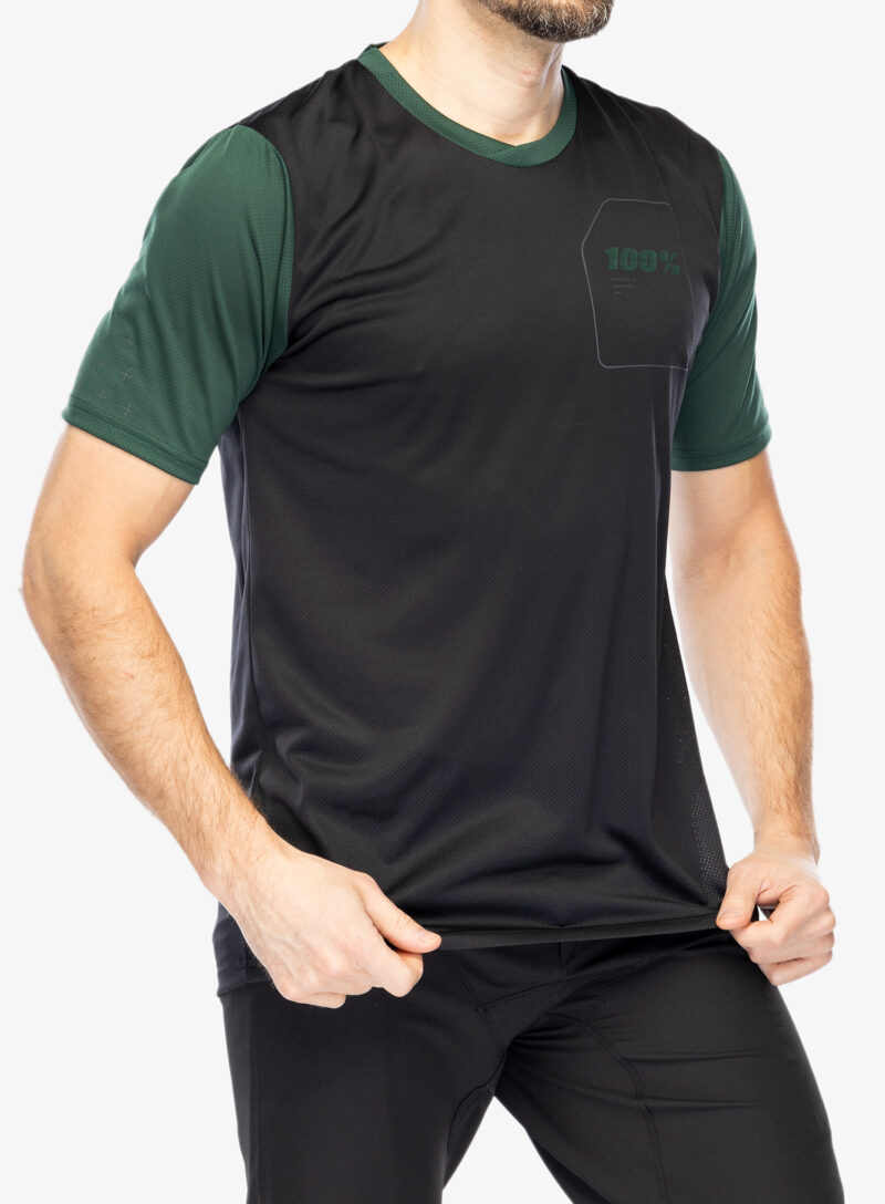 Cumpăra Tricou ciclism 100% Ridecamp Jersey - black/forest green