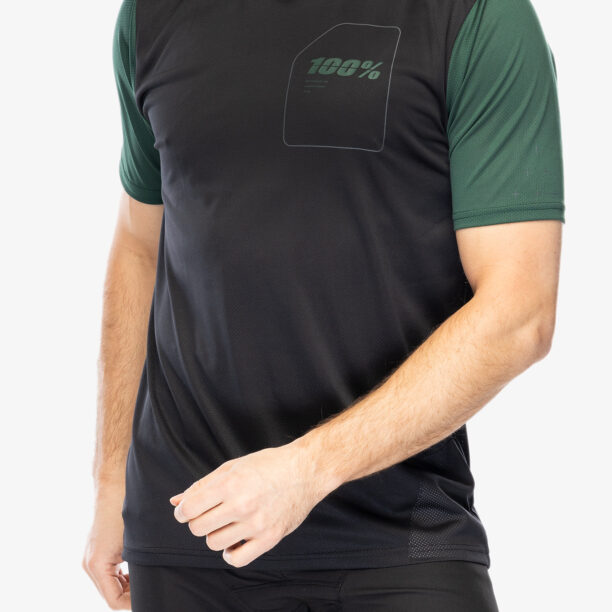 Tricou ciclism 100% Ridecamp Jersey - black/forest green