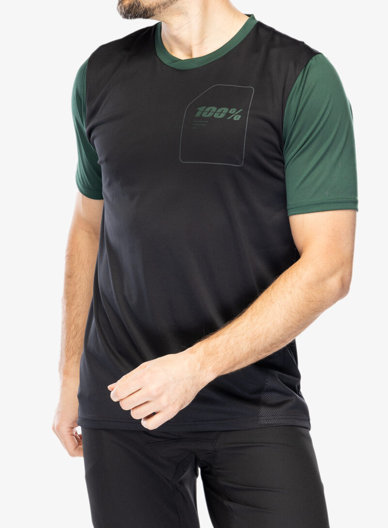 Tricou ciclism 100% Ridecamp Jersey - black/forest green