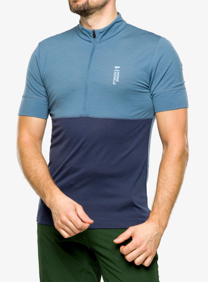 Cumpăra Tricou ciclism Mons Royale Cadence Half Zip T - blue state/midnight