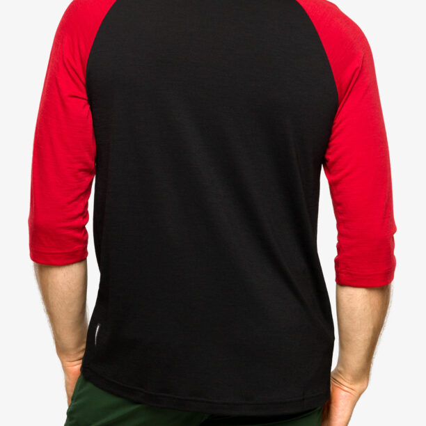 Tricou ciclism Mons Royale Tarn Merino Shift Raglan 3/4 - retro red/black preţ