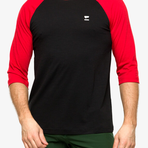 Tricou ciclism Mons Royale Tarn Merino Shift Raglan 3/4 - retro red/black