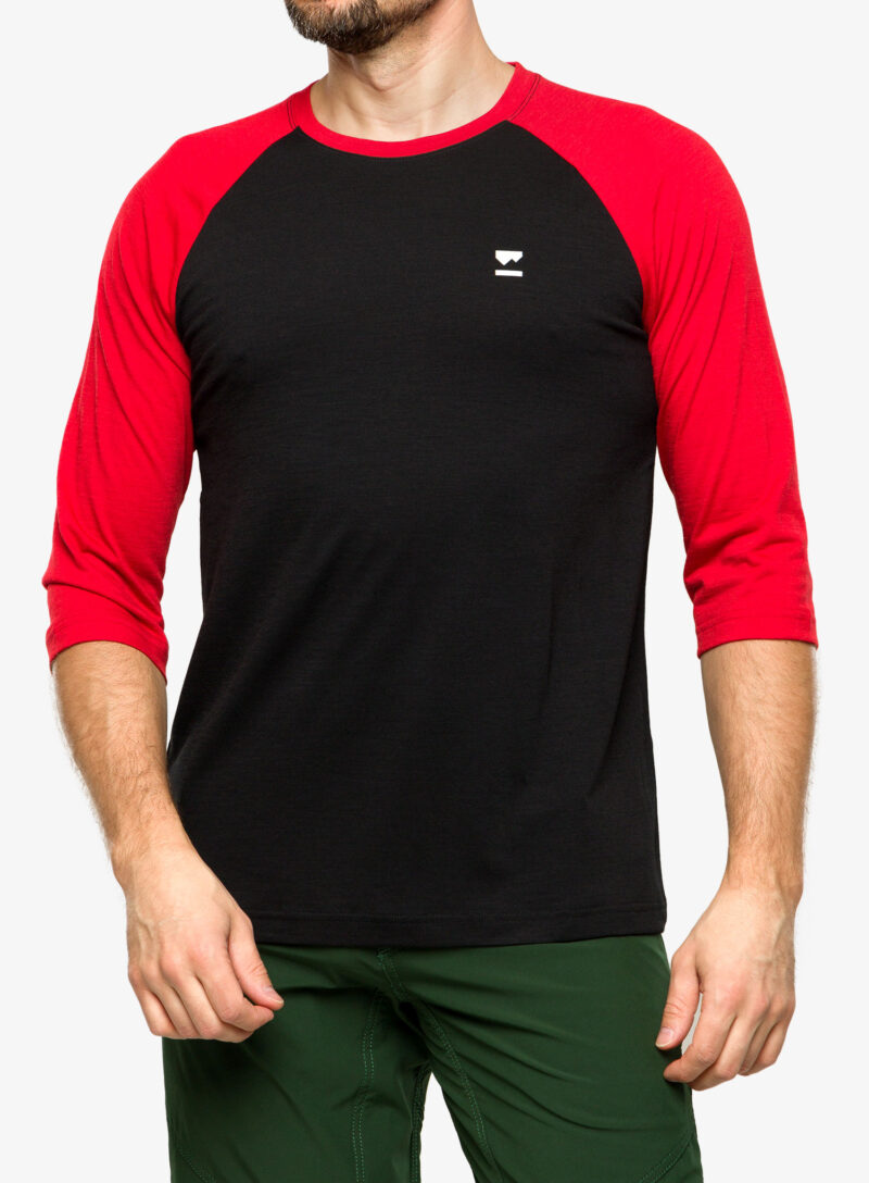 Tricou ciclism Mons Royale Tarn Merino Shift Raglan 3/4 - retro red/black