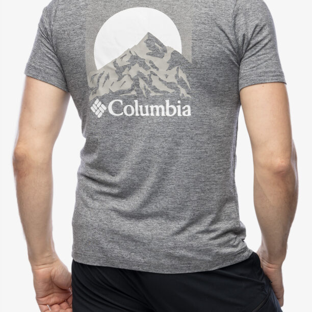 Tricou cu imprimeu Columbia Kwick Hike Back Graphic S/S Tee - black heather/moonscape preţ