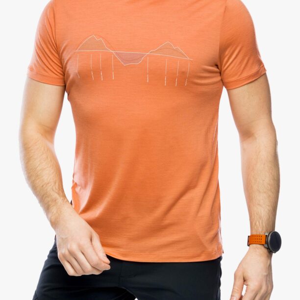 Tricou cu imprimeu Icebreaker Merino 125 Cool-Lite Sphere III SS Tee Trail Climb - ember