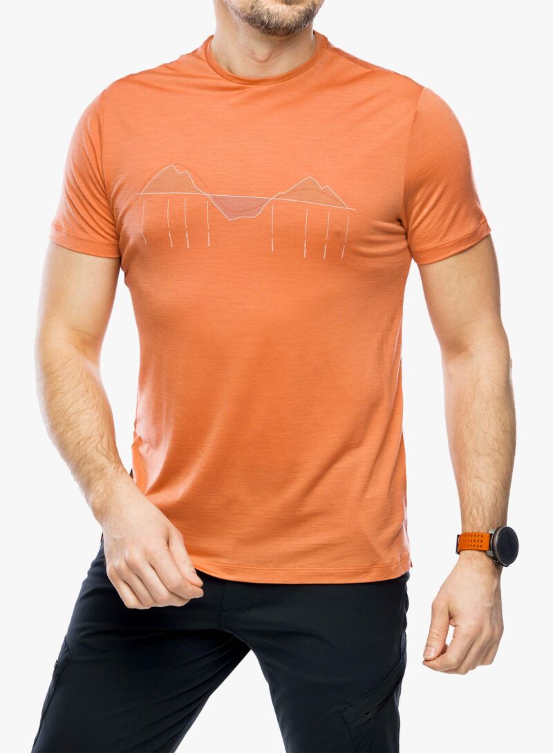 Tricou cu imprimeu Icebreaker Merino 125 Cool-Lite Sphere III SS Tee Trail Climb - ember