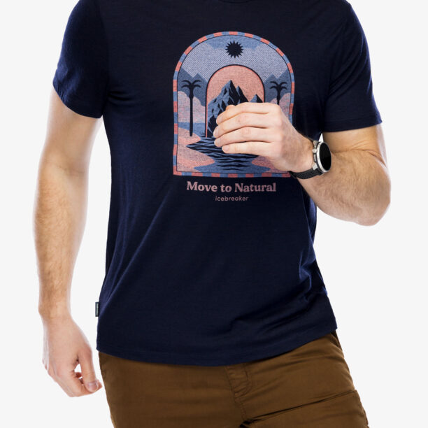 Cumpăra Tricou cu imprimeu Icebreaker Merino 150 Tech Lite III SS Tee Mountain Gateway - midnight navy