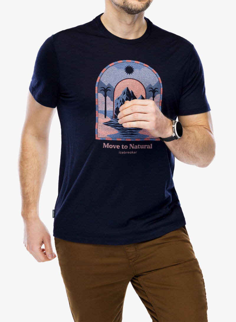 Cumpăra Tricou cu imprimeu Icebreaker Merino 150 Tech Lite III SS Tee Mountain Gateway - midnight navy