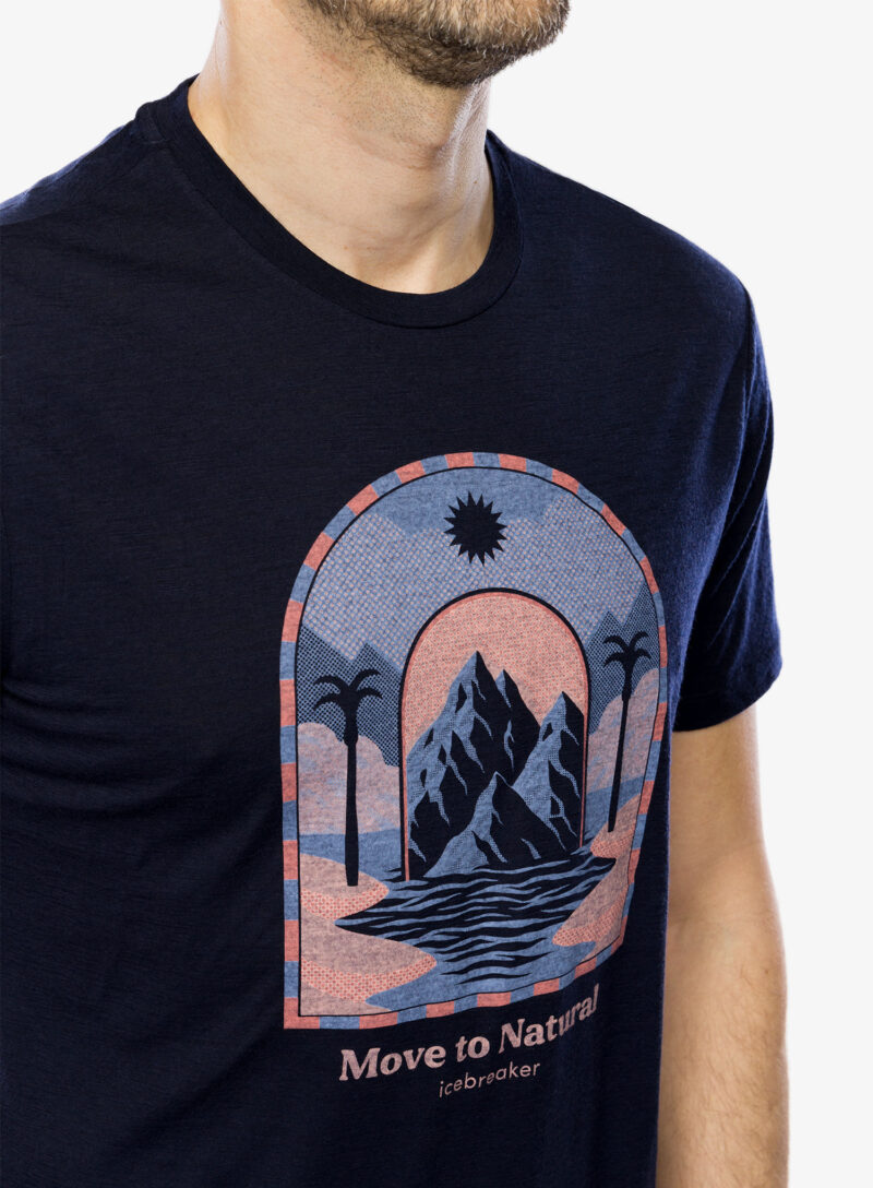 Original Tricou cu imprimeu Icebreaker Merino 150 Tech Lite III SS Tee Mountain Gateway - midnight navy