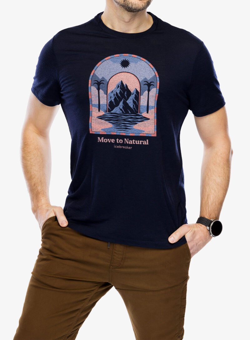 Tricou cu imprimeu Icebreaker Merino 150 Tech Lite III SS Tee Mountain Gateway - midnight navy