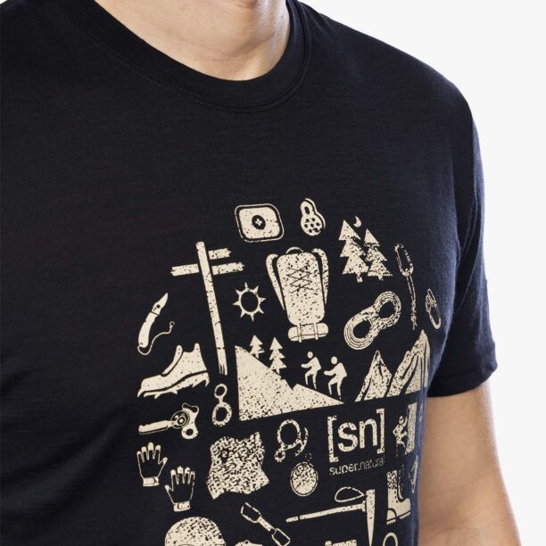 Original Tricou cu imprimeu Super.natural Well Equipped Tee - jet black/semolina