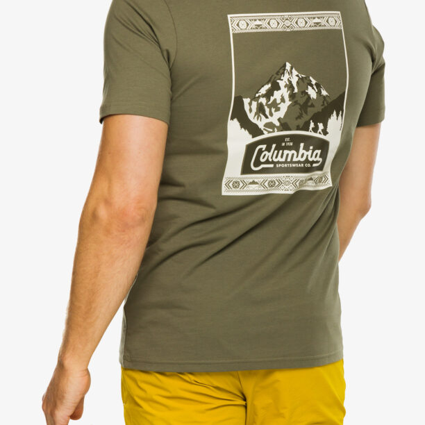 Tricou cu imprimeu barbati Columbia CSC Seasonal Logo Tee - stone green/timberline trails preţ