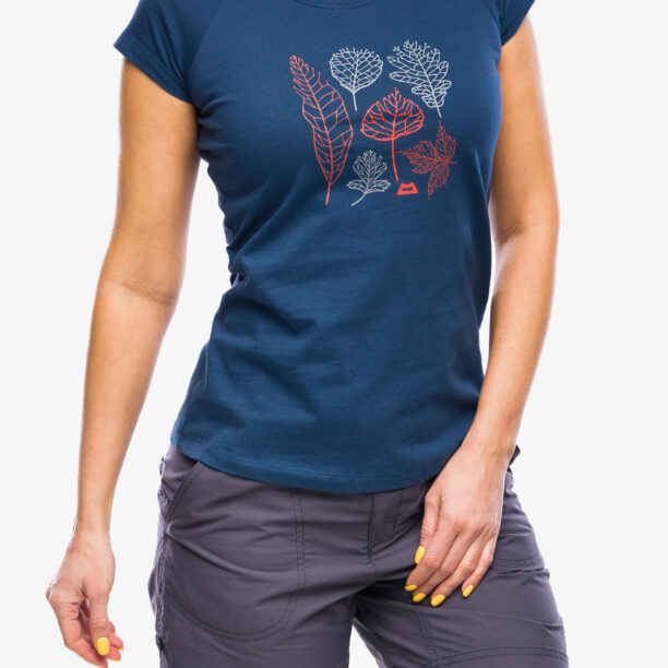 Tricou cu imprimeu femei Mountain Equipment Leaf Tee - denim blue