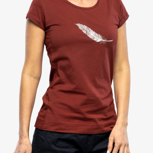 Cumpăra Tricou cu imprimeu femei Ocun Classic T Organic Feather - wine syrah