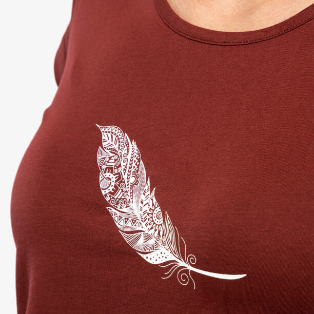 Preţ Tricou cu imprimeu femei Ocun Classic T Organic Feather - wine syrah