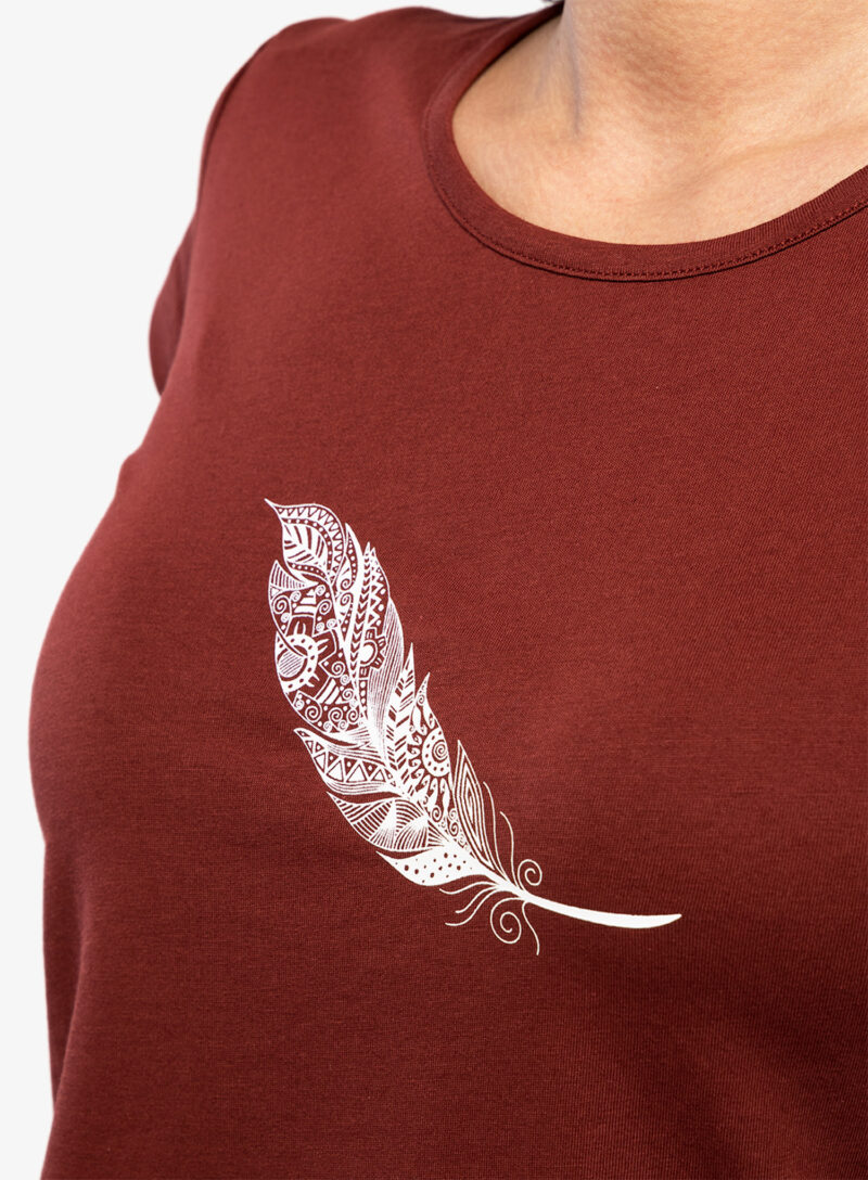 Preţ Tricou cu imprimeu femei Ocun Classic T Organic Feather - wine syrah