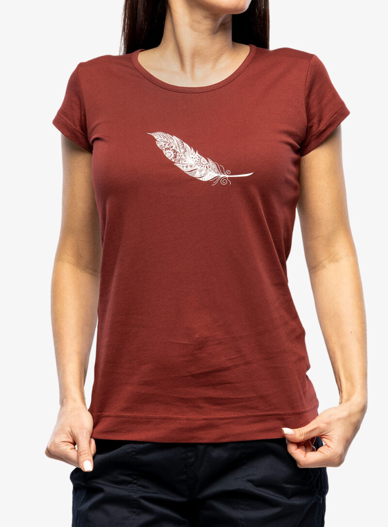 Tricou cu imprimeu femei Ocun Classic T Organic Feather - wine syrah