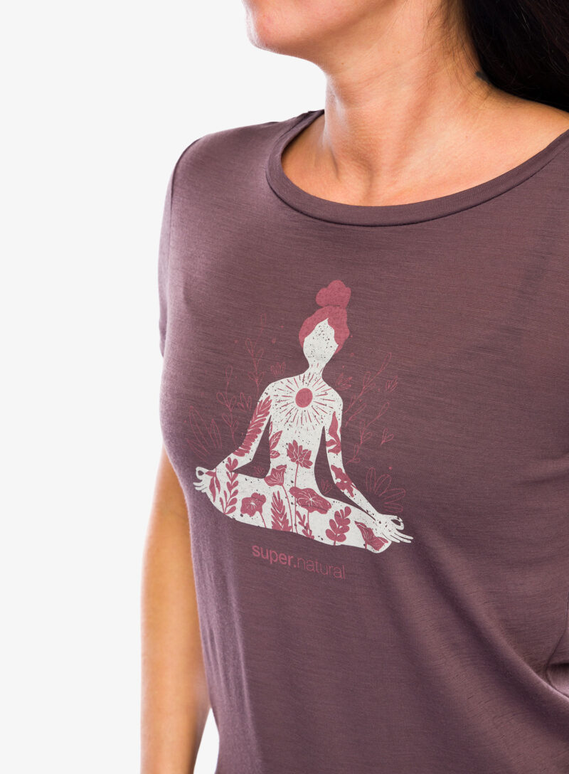 Original Tricou cu imprimeu femei Super.natural Larissa Tee - raisin/feather grey/roan rouge