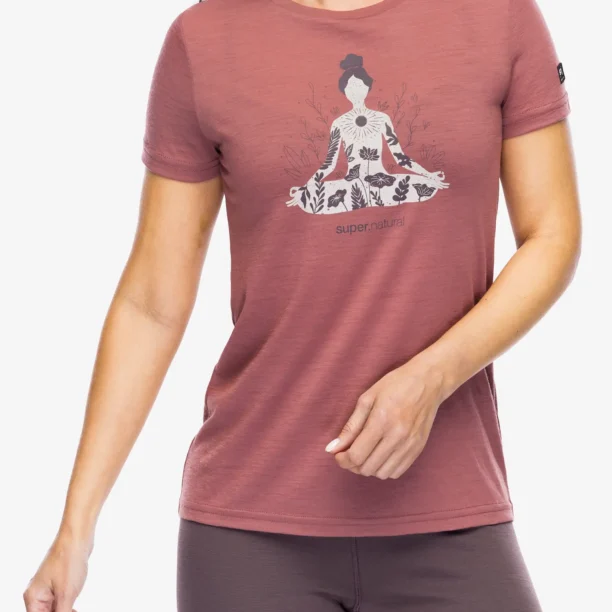 Tricou cu imprimeu femei Super.natural Larissa Tee - roan rouge/feather grey/raisin