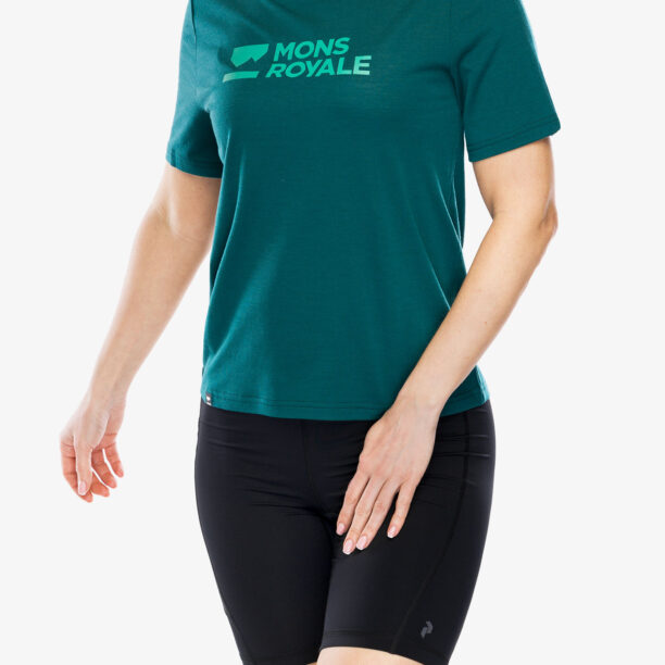 Cumpăra Tricou cu lana merinos femei Mons Royale Icon Merino Air-Con Relaxed Tee - evergreen