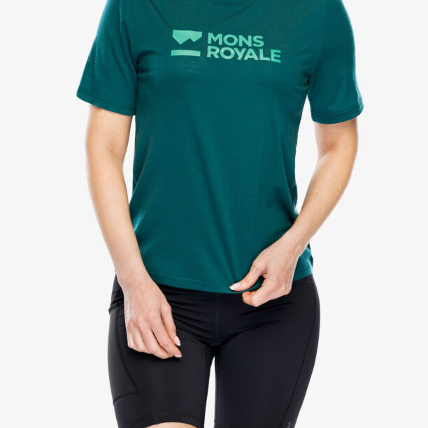 Tricou cu lana merinos femei Mons Royale Icon Merino Air-Con Relaxed Tee - evergreen