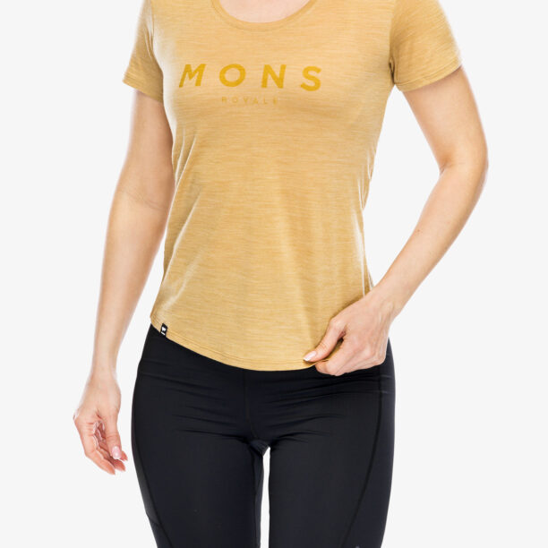 Tricou cu lana merinos femei Mons Royale Zephyr Merino Cool Tee - smokey cumin